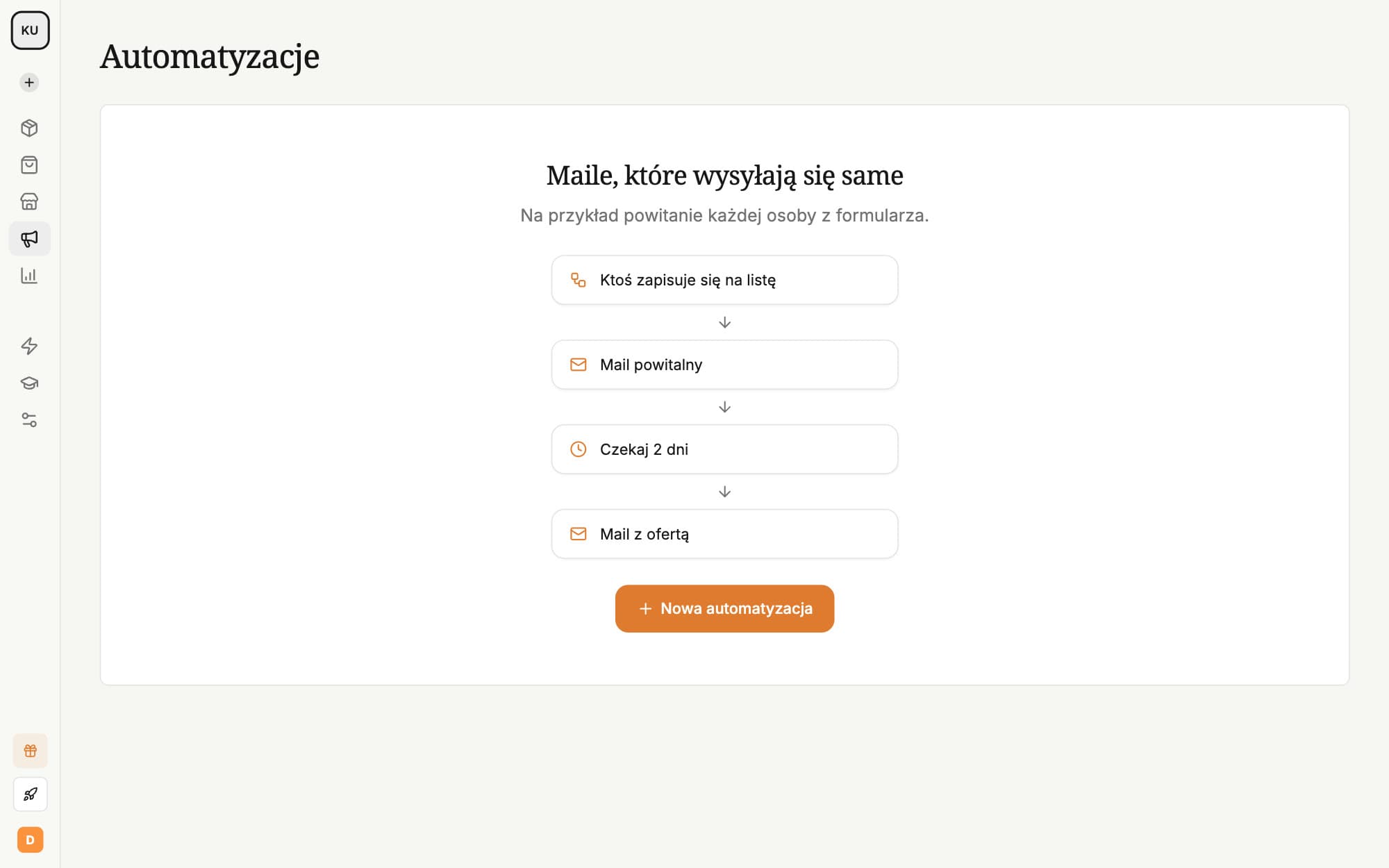 Automatyzacje: zrzut ekranu z Ecomfly